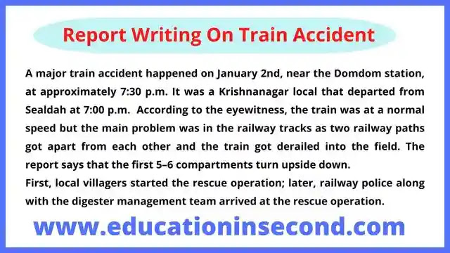 Report Writing On Train Accident Education In Second