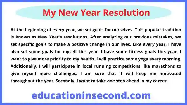 Paragraph Writing On My New Year Resolution