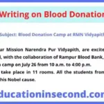 Notice Writing on Blood Donation Camp