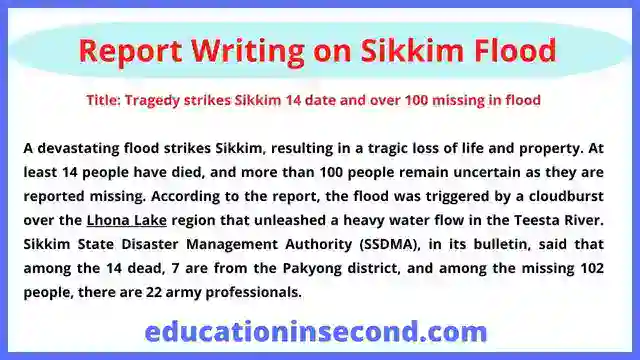 Report Writing on Sikkim Flood