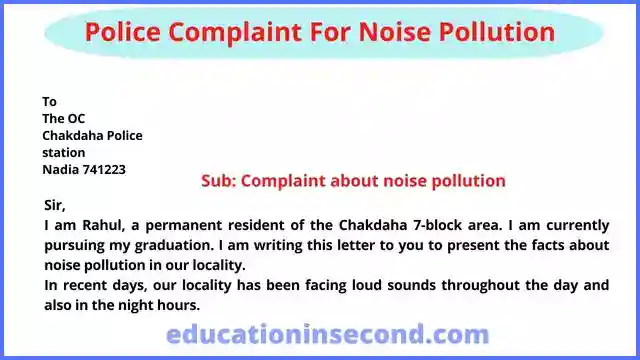 Police Complaint For Noise Pollution