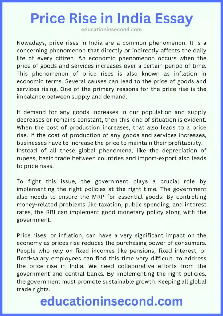 price rise in india essay pdf download in english 