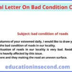 Editorial Letter On Bad Condition Of Road